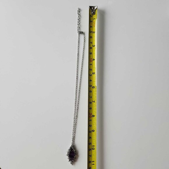 Vintage Antique Victorian Gothic purple quartz and silver necklace - Picture 7 of 7